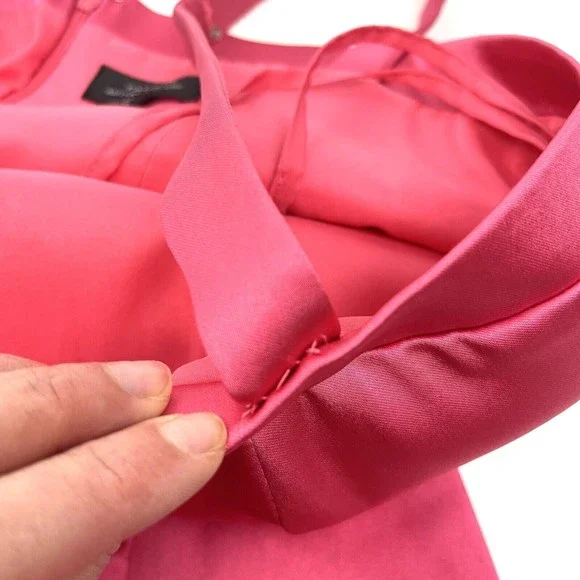 Tahari Pink Satin Dress Womens Size 10‎ NWT Spaghetti Strap Barbiecore Dress D52 - Picture 13 of 14